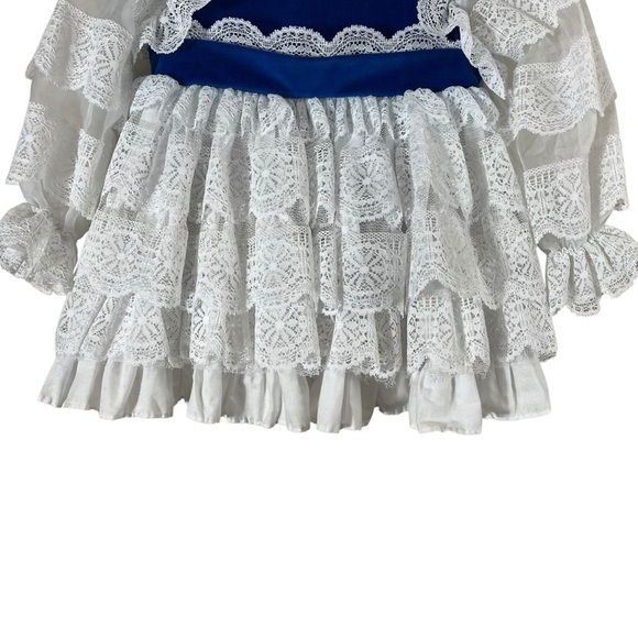 VINTAGE 80s MARTHA'S MINIATURES Ruffle Tiered Velvet and Lace Dress - Picture 5 of 14